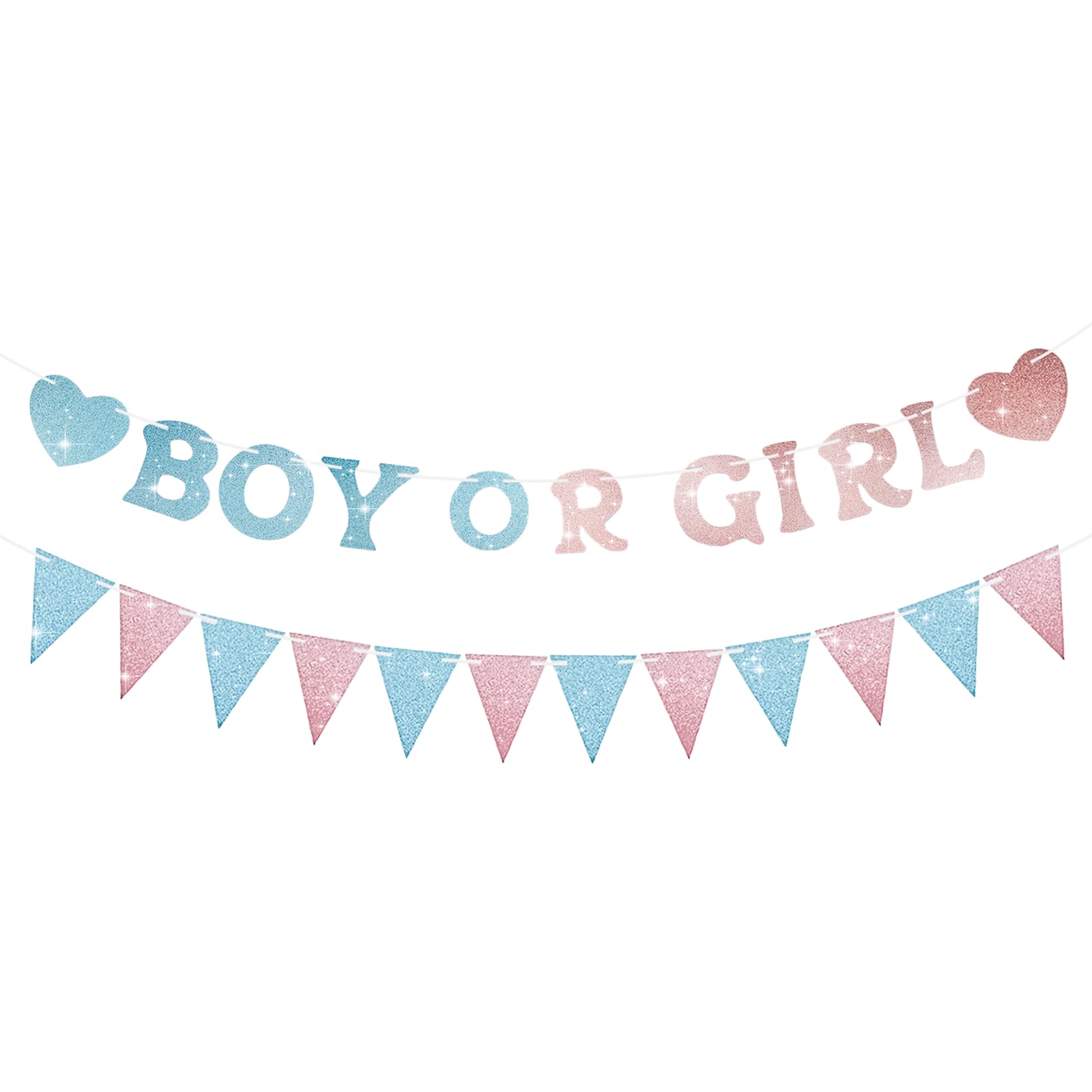 Boy or Girl Banner for Baby Shower Decorations Boy or Girl, Pre-Strung Welcome Home Baby Boy Banner for Parents, Friends, Guests for Reveal Party (blue & pink)