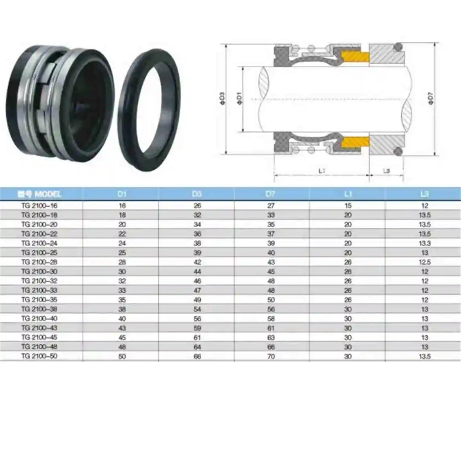 Pojedyncza sprężyna spiralna mechaniczna uszczelka wału, samozasysająca pompa wodna, uszczelka z gumy nitrylowej, model 210, średnica 8 mm 32 (32 mm)