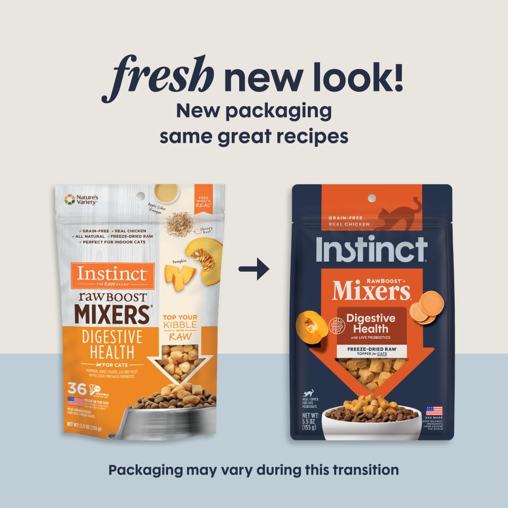 Instinct Freeze Dried Raw Boost Mixers Grain Free Digestive Health Recipe All Natural Cat Food Topper by Nature's Variety, 5.5 oz. Bag
