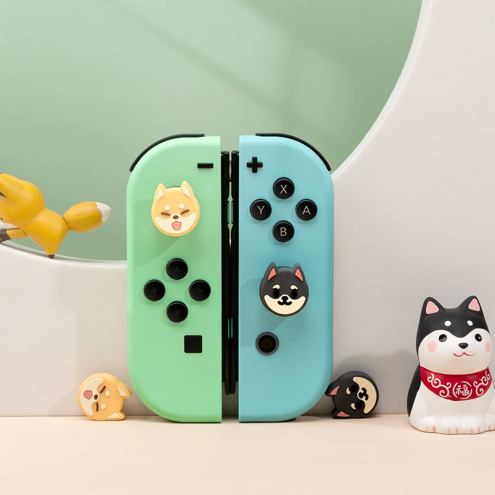 Nintendo Switch - shiba GeekShare Cute Animal Theme Thumb Grip Caps,Compatible with