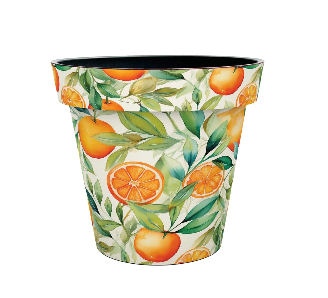 Muddy Hands Zest Decorative Plant Pot for Indoor & Outdoor Use, Lightweight 100% Recycled Plastic Flower Planter, Frost Proof, UV Resistant, Waterproof Printed Design, Monda, 24 Litre