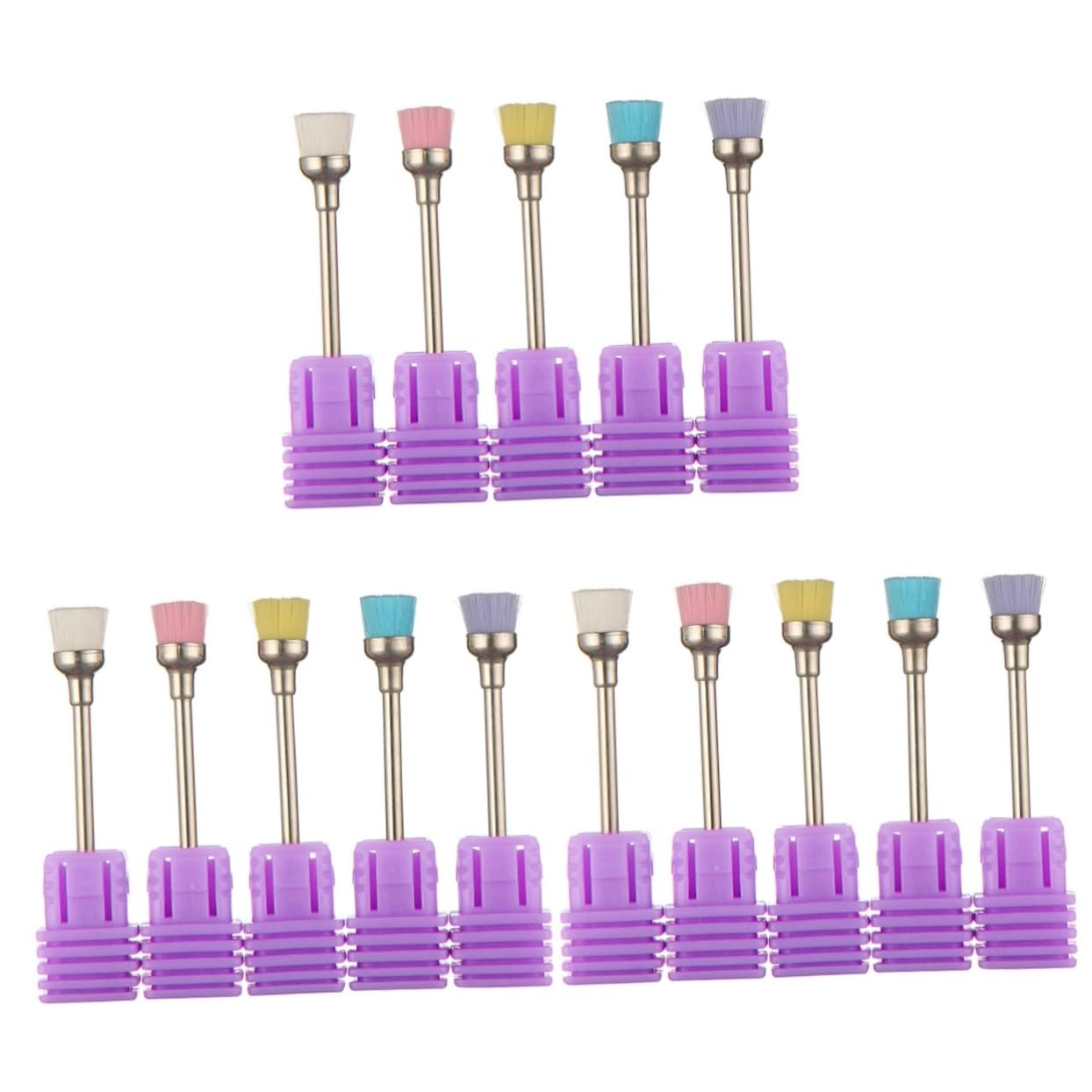 Healeved 15pezzi Spazzole Per Punte Unghie Professionali Per Manicure e Pedicure Rosa e Giallo Per La Rimozione Della e La Punte Per Trapano Unghie