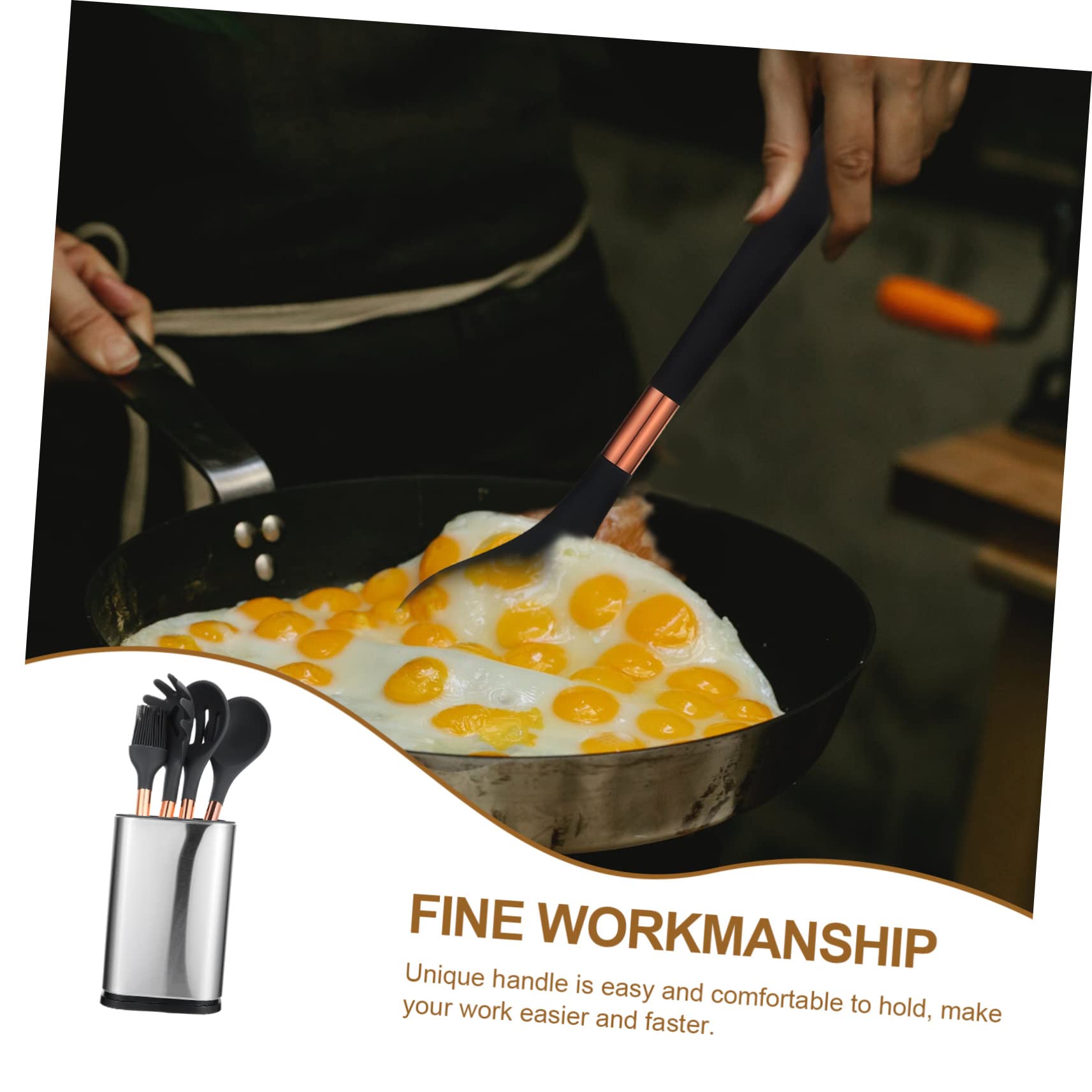 IMIKEYA Ensemble D'ustensiles Cuisine en Silicone 5 Pièces, Cuillères et Spatules Pratiques Antiadhésives Cuisine et Restaurant, Matériau Silicone Solide