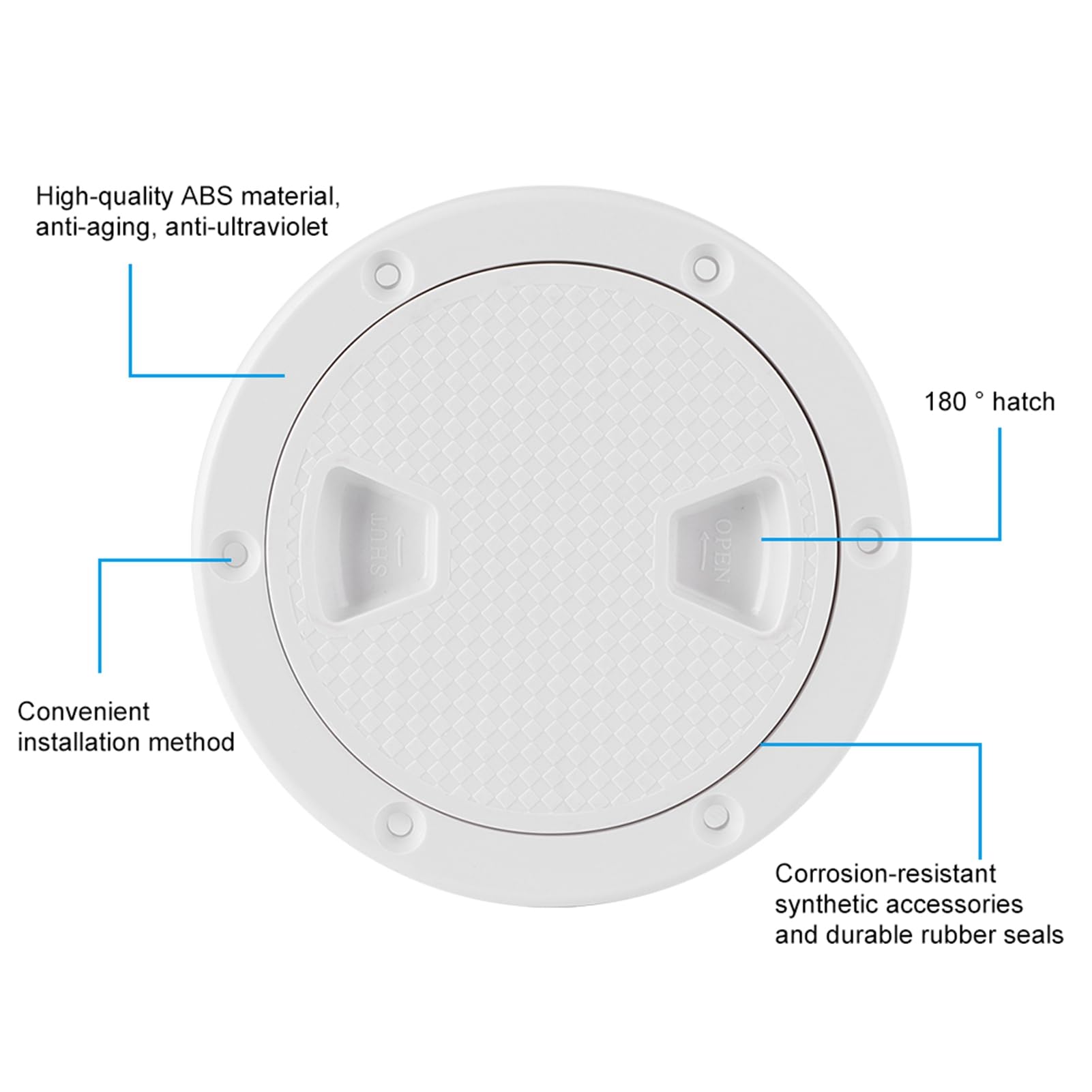 Trappe D'Accès Circulaire Marine 4 Pouces - Couvercle Pont ABS Blanc Anti-Dérapant Pour Bateau