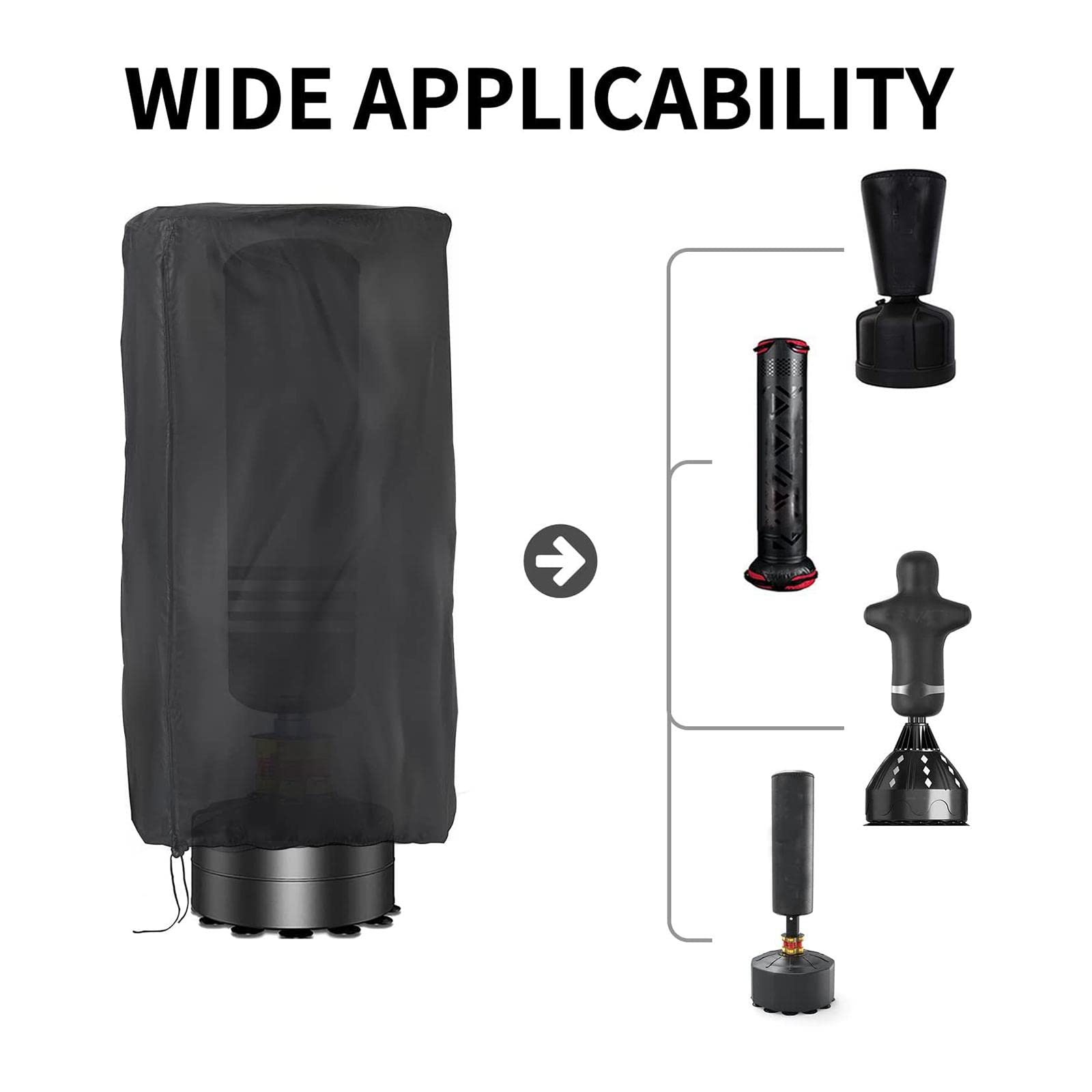 LOVIVER Housse étanche Pour Sac De Frappe – Oxford 210D, Cordon De Serrage, Fermeture éclair, Protection Anti-poussière (noir)