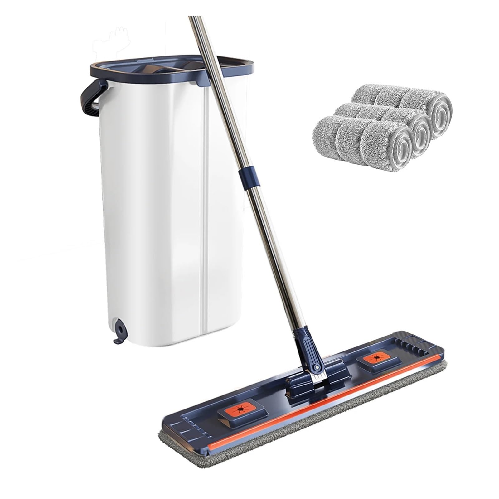 Compatible con trapeador for lavar pisos, cubos for trapeador, agua limpia y sucia separada, con cubo, trapeador de limpieza perezoso, manos libres, limpieza de la casa(White01)