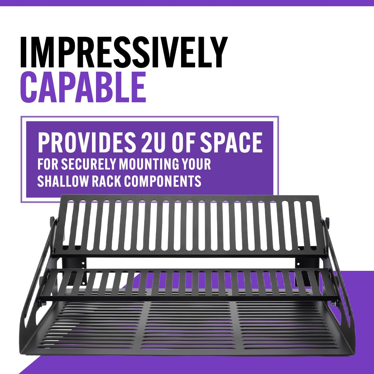 On-Stage SR5 Synth-Rack (Desktop-Tastaturständer, Pedalboard und Mini-Rack, drei Ebenen, hält Mini-Synths, Stompbox-Effekte, Drum-Maschinen, kleine Mixer, 2U Rack-Getriebe, Stahl, schwarz, mit Tasche)
