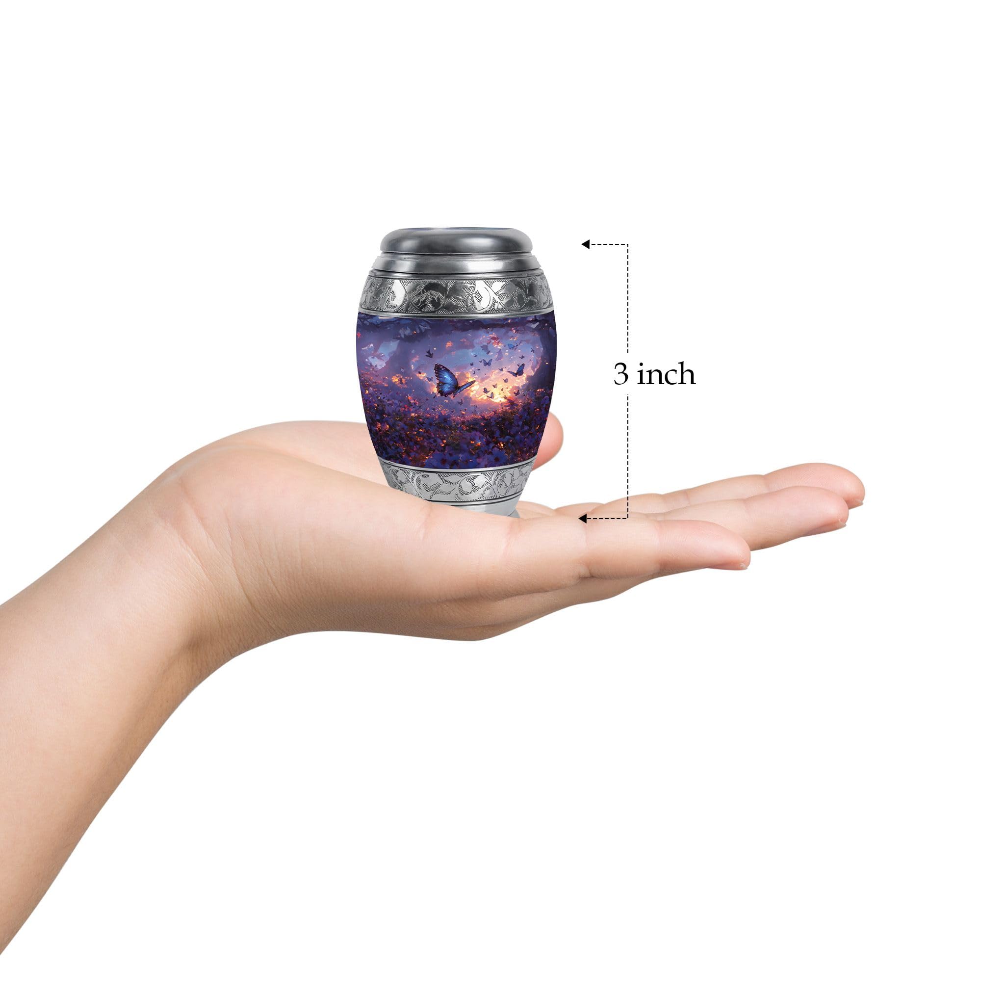 YATHABHISA Twilight Butterflies Small Urns for Human Ashes Unique Urn for Ashes for Women Urn for Ashes Adult Male Cremation Urns for Human Ashes Mini Urns for Human Ashes (Size - Image 3