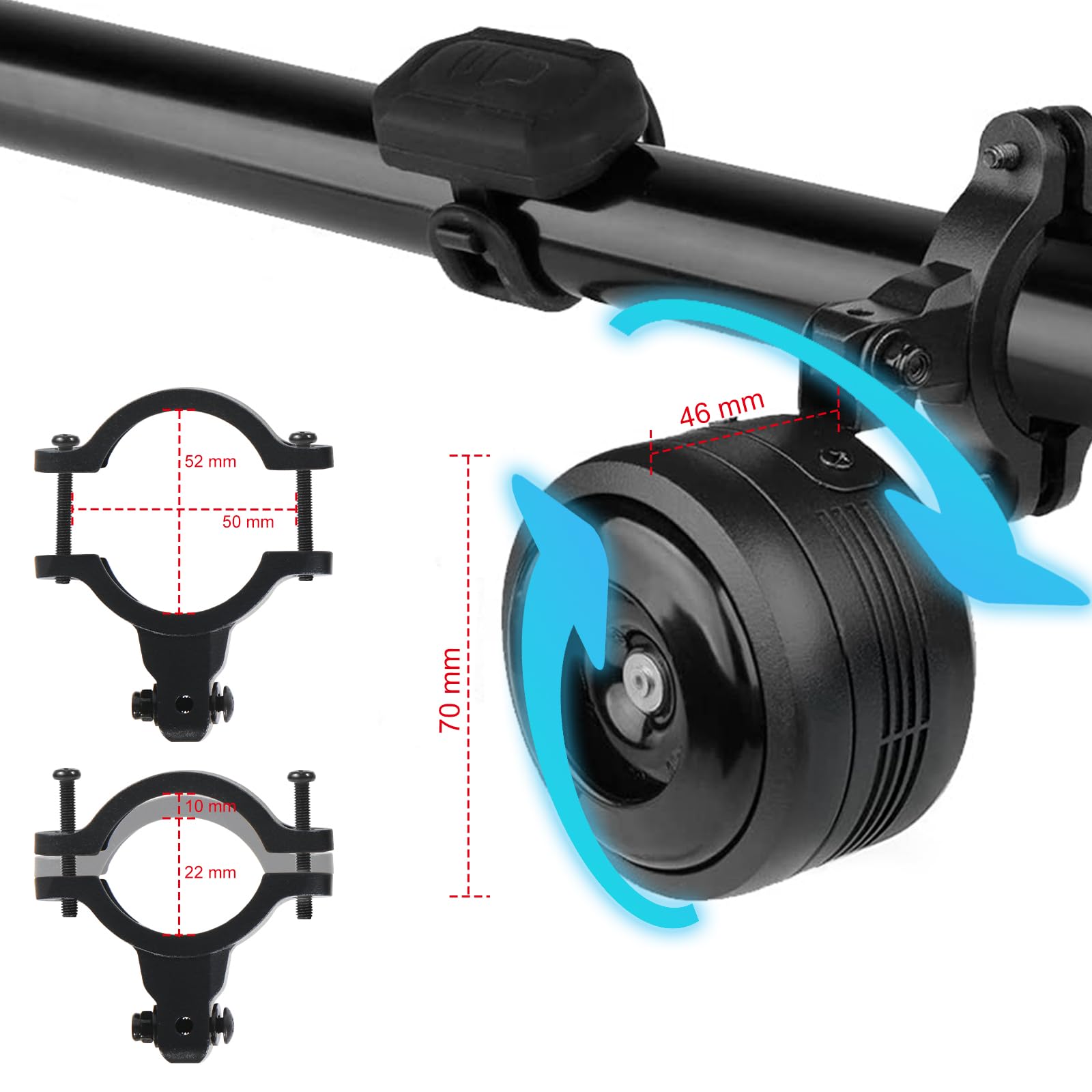 Waterproof Bike Alarm Horn w/Remote Controller - Eco-Friendly, USB Rechargeable, Anti-Theft & Vibration Alarm for e-Bike, MTB, Road Bikes, Scooters & More