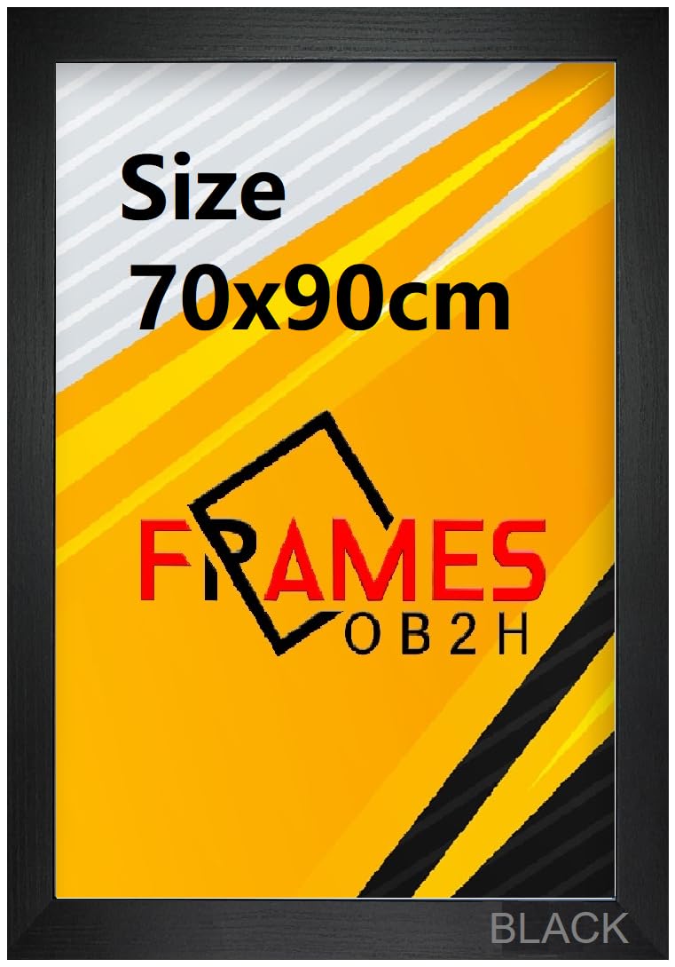 OB2H 70x90cm Picture,Poster Frame Black,Oak, White (Black, 70x90cm, Framed)