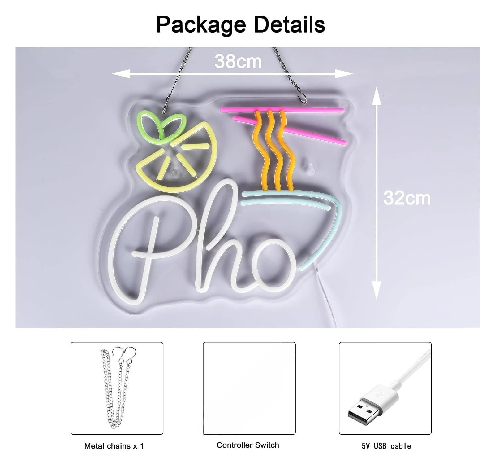 Decoración Lámparas Letrero De Neón LED Fideos Pho