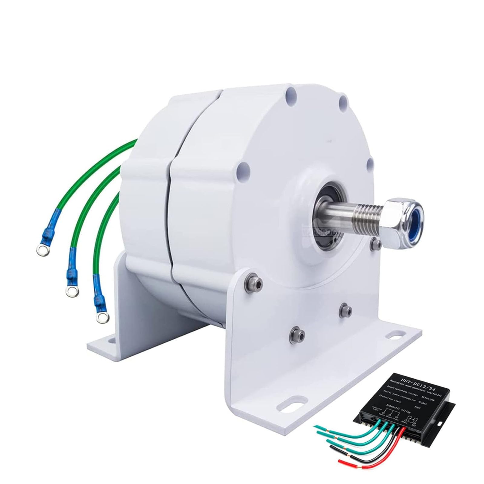HYZHANHONG 3000W12V 24V 48V Permanent Magnet Alternator with Controller Gearless Permanent Magnet Generator for DIY Horizontal Wind Turbine Generator (White),48V