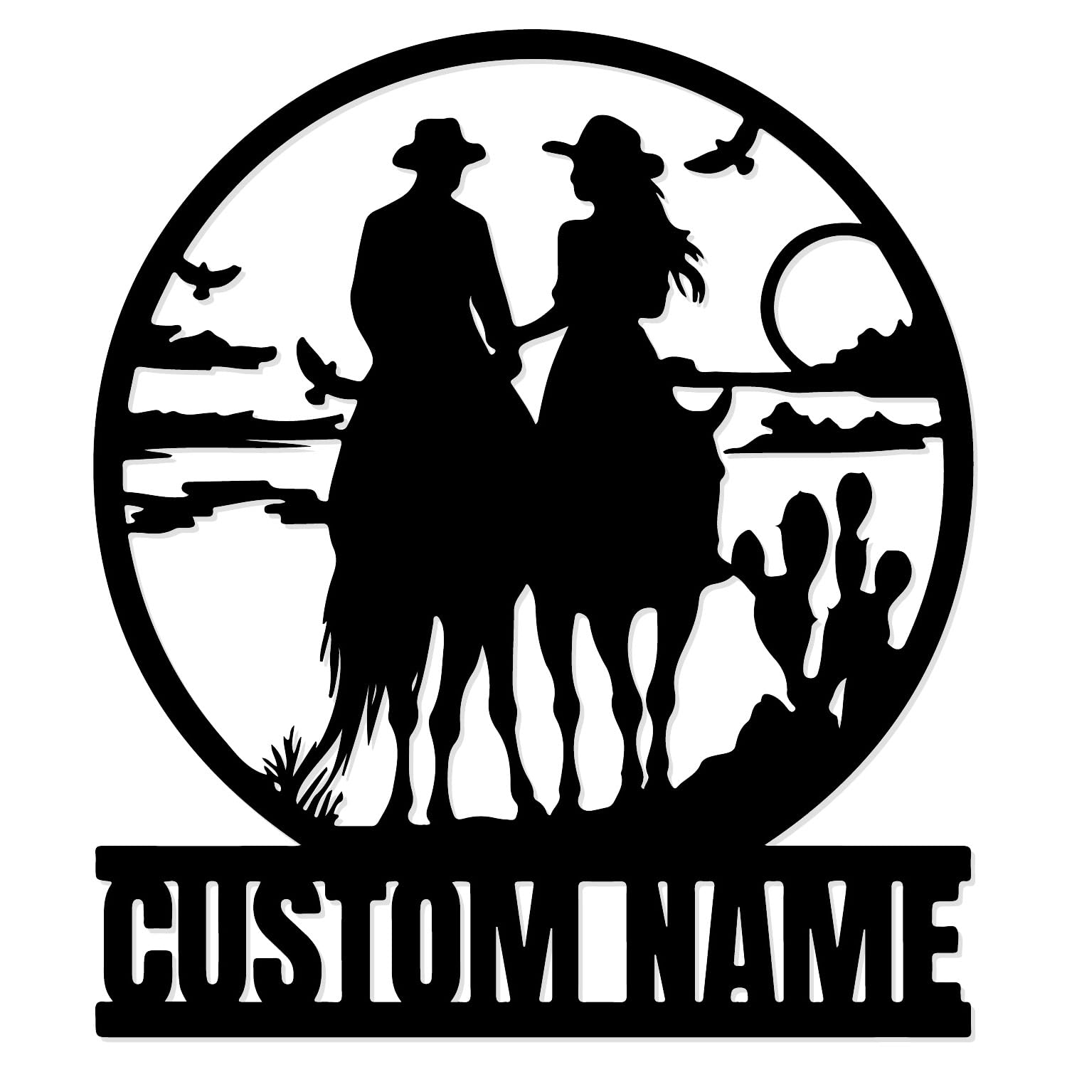 Custom Cowboy and Horse Metal Sign, Personalized Cowboy Metal Wall Art,Personalized Cowboy and Cowgirl Couple Sign, Personalized Cowboy Name Sign, Cowboy Home Decor,Knight Decoration (Style-8)