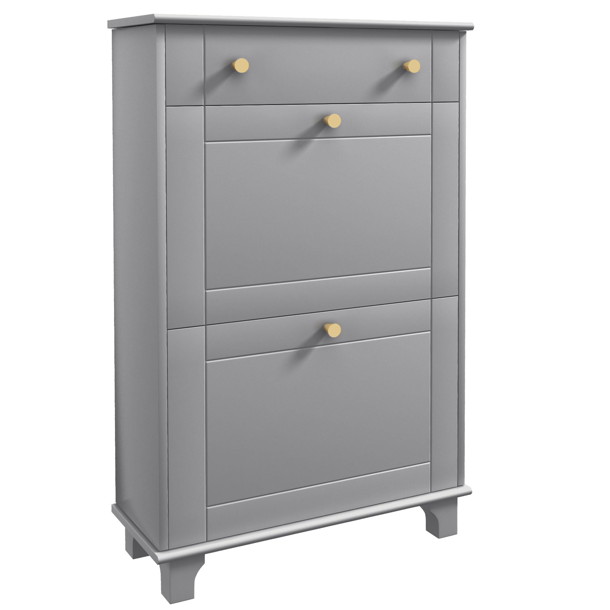 HOMCOM Scarpiera stretta scarpiera ingresso corridoio con 2 cassetti pieghevoli e 1 cassetto estraibile per 8 paia di scarpe per corridoio 60 x 23,5 x 98,5 cm grigio