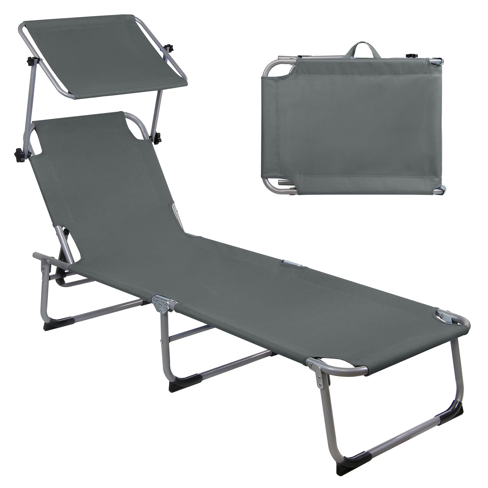 Montafox Bain de Soleil Pliable 195x59x32 cm Parasol Inclinable 150 kg