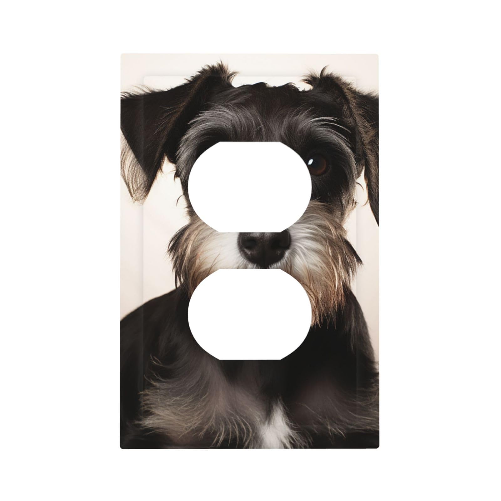 1-Gang Decorator Wall Plate Cute schnauzer Light Switch Cover Single Gang Receptacle Outlet Wall Plate Mid Size 5" x 3" Wallplate Unbreakable Polycarbonate Outlet Faceplates Covers