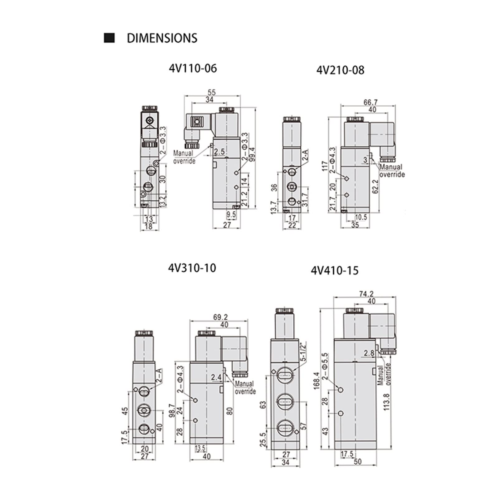 4V210-08 4v110-06 Válvula de Aire neumática de 5 vías 5/2 Controlador electromagnético DC12V DC24V AC110V AC220V 4V310-10(4V110-06,DC24V)