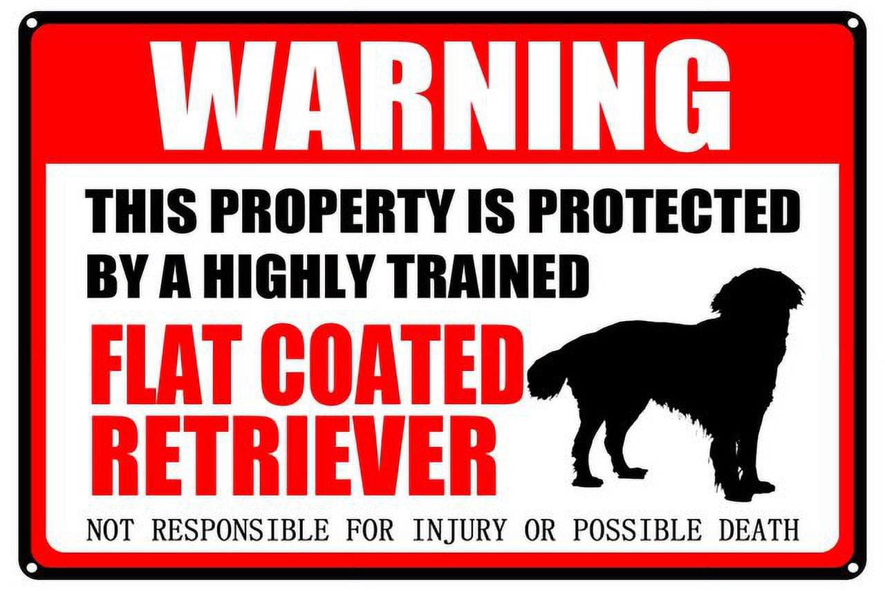 Flat Coated Retriever Warning Aluminum Metal Sign 12"x8" Pet Gift For Dog Owners - This Property Is Protected By Highly Trained Flat Coated Retriever