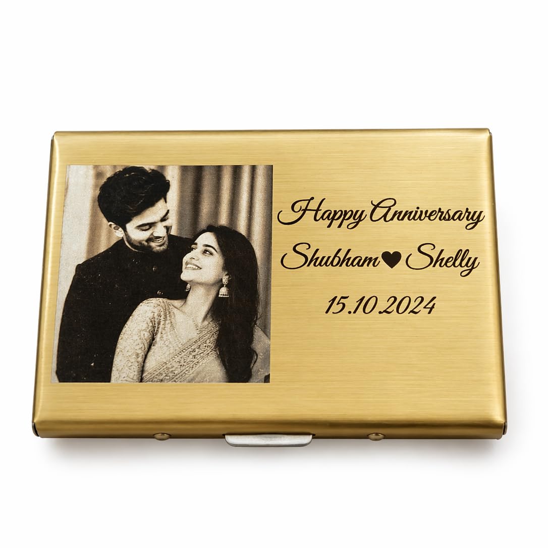 Personalized Photo Engraved Metal Card Holder Wallet – Custom Name & Date RFID Blocking Slim Credit Card Case for Men & Women | Anniversary, Birthday Gift-image-22