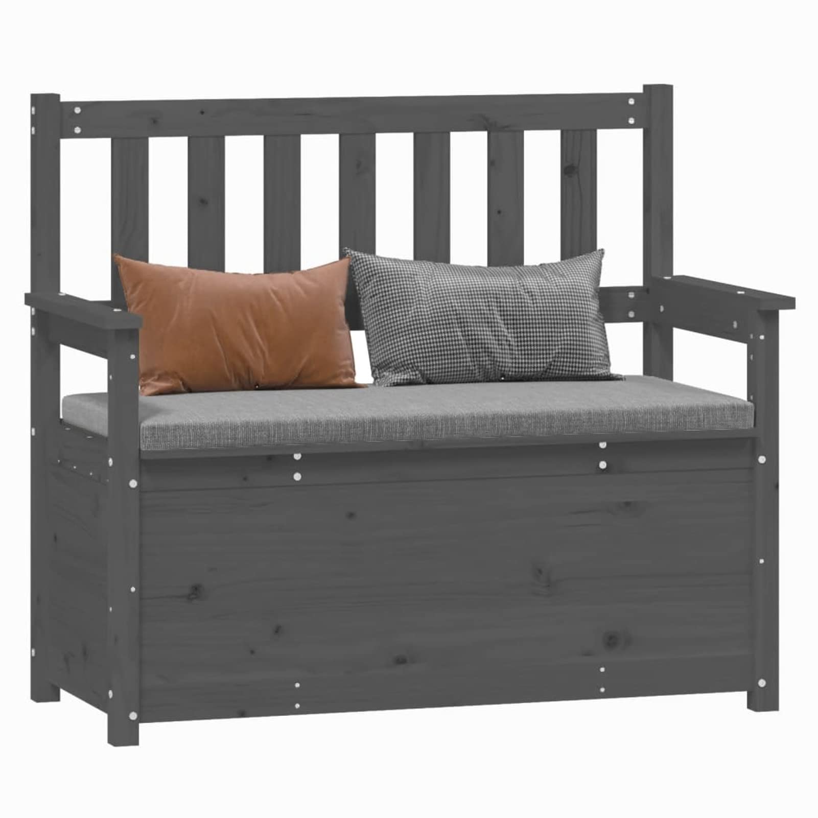 Festnight Sitzbank mit Stauraum Holz Truhenbank Holz Gartenbank Kissenbox mit Stauraum Holzbank Truhenbank Sitztruhe Balkon Sitzbank Grau 112,5x51,5x96,5 cm