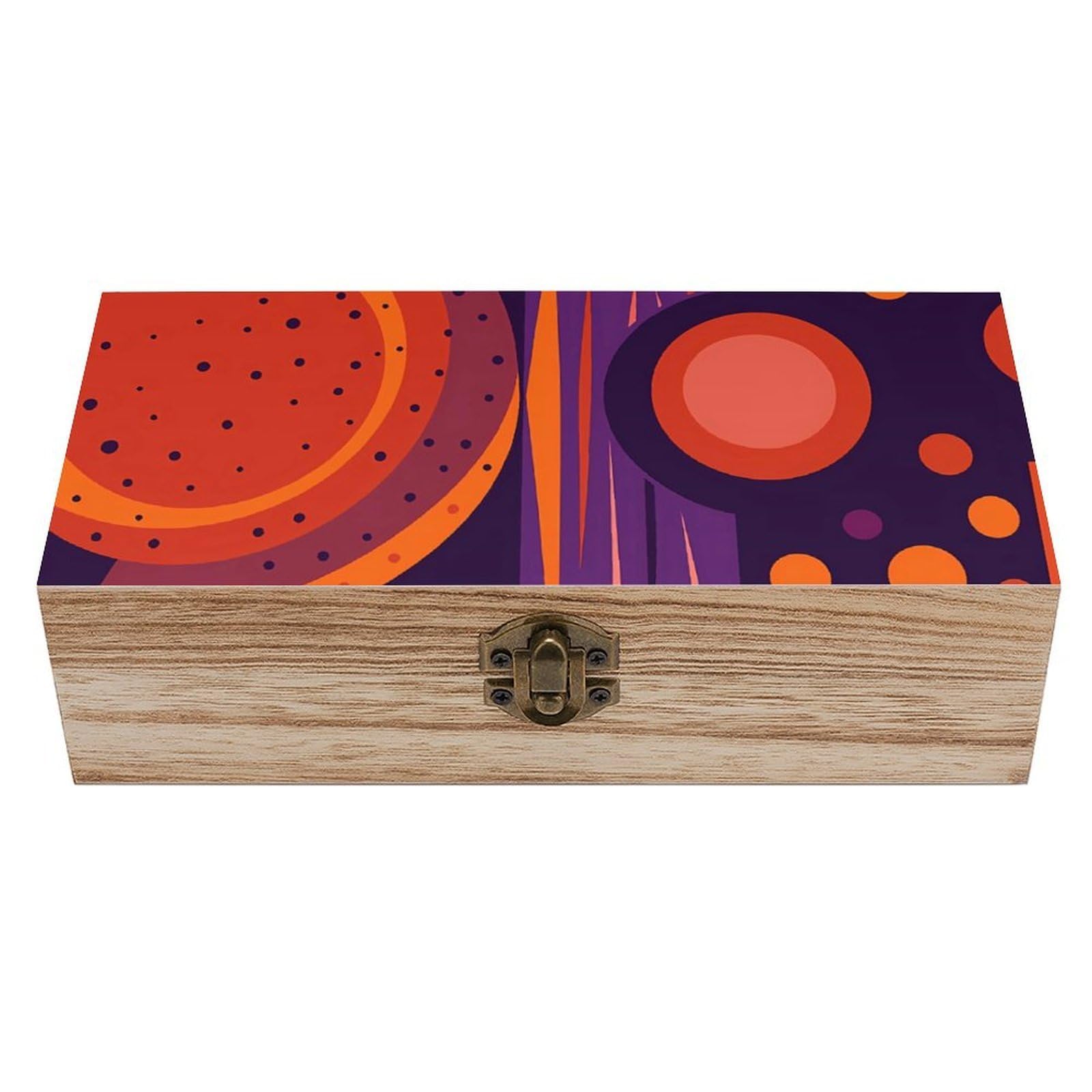 HLBSDM Vintage Abstract Circle Style Art Retro Wooden Storage Box Jewelry Art Gift Boxs Decorative Keepsake Boxes