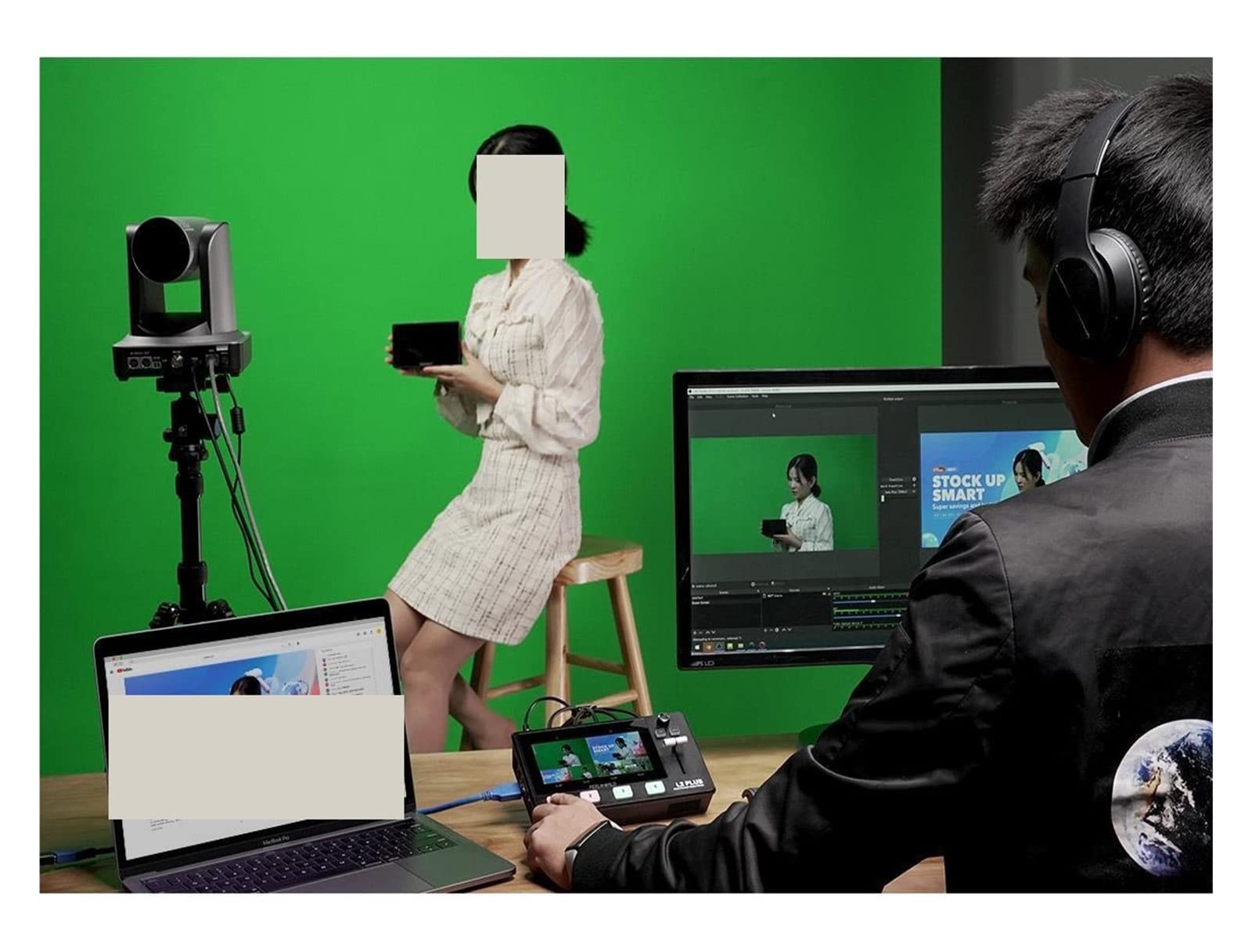 L2 Plus 5.5 Pantalla táctil LCD Chroma Key y Logo Overlay Conmutador de Video multicámara for entrevista de Personaje de Boda para computadora portátil, TV, proyector
