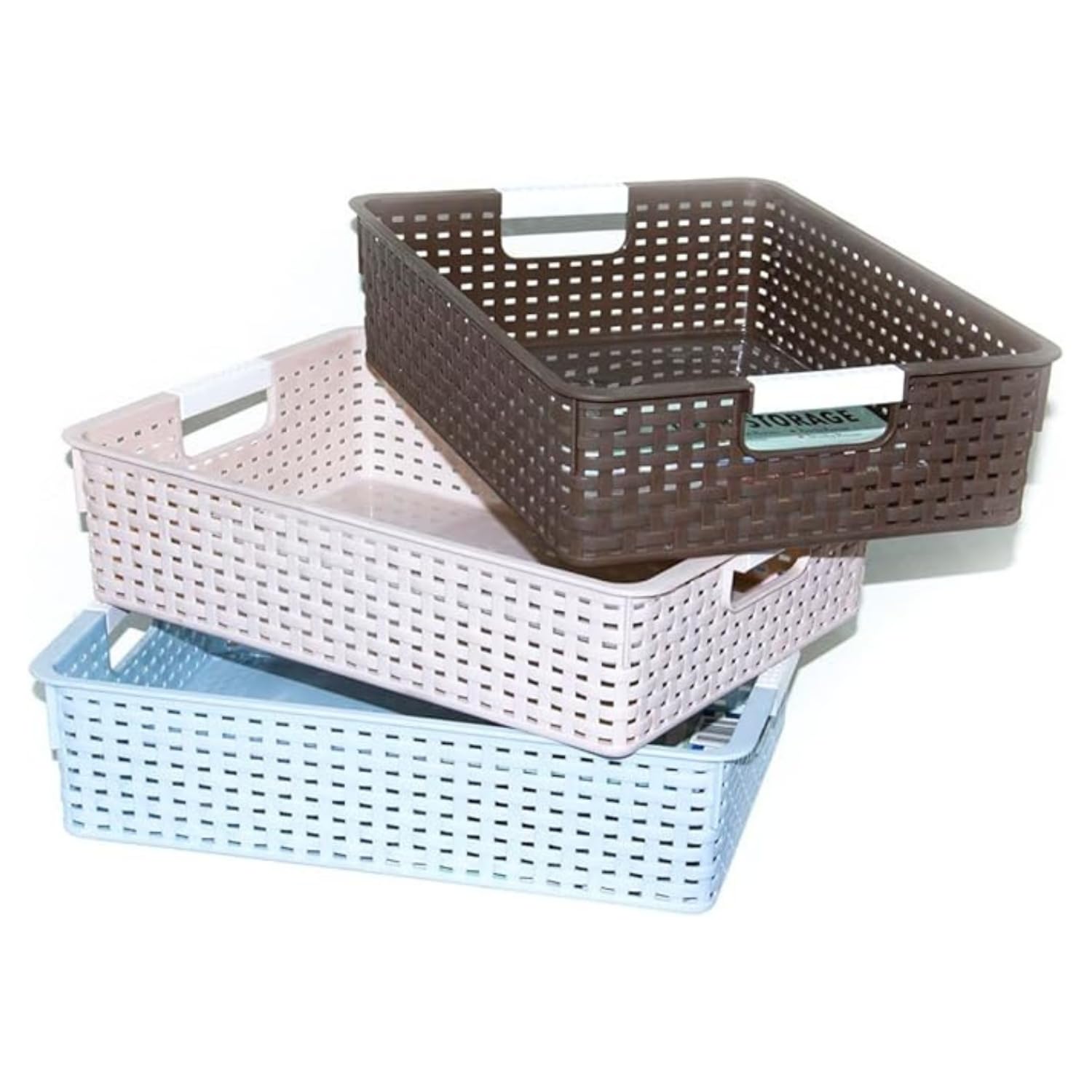 Brown Plastic Storage Baskets - Versatile Pantry and Home Organization Containers for Shelves, Drawers, Desktops, Closets, and More - Small Baskets for Laundry Basket, Bathrooms, Bedrooms, Kitchens
