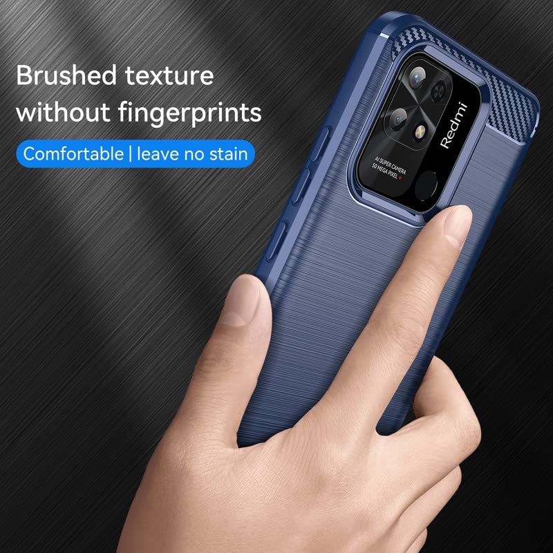 Image of Hybrid Carbon Fiber Back Case for Redmi 10 Power / 10C / Redmi 10 4G (Blue)
