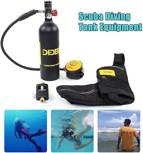 Miniatura 8 de GDAE10 Mini tanque de buceo de gas de 3.0 pies cúbicos de 300 PSI con correa de mochila, kit de equipo de buceo de alta presión, juego de aire de
