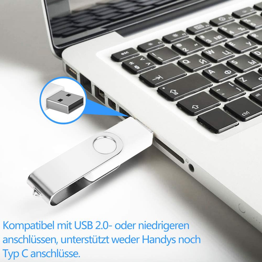 AreTop, confezione da 10 chiavette USB 2.0 dal design girevole, Flash Drive bianco bianco 32 GB