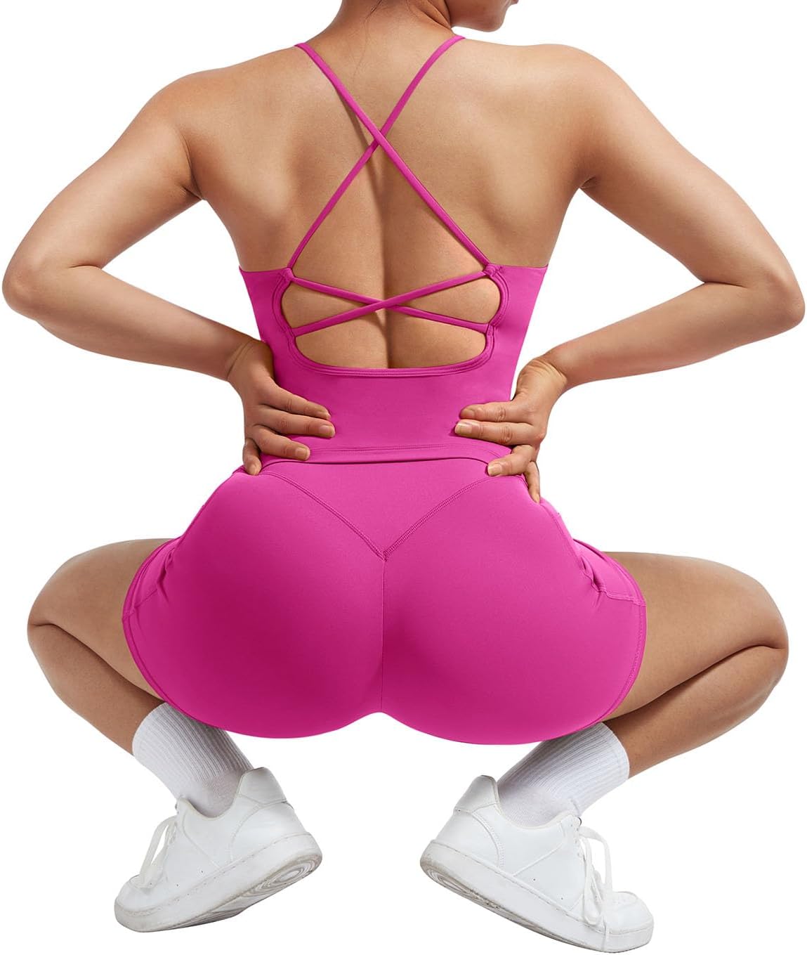 SUUKSESS Women 2 Piece Workout Sets Padded Tank Tops Tummy Control Leggings Gym Outfits - Image 4