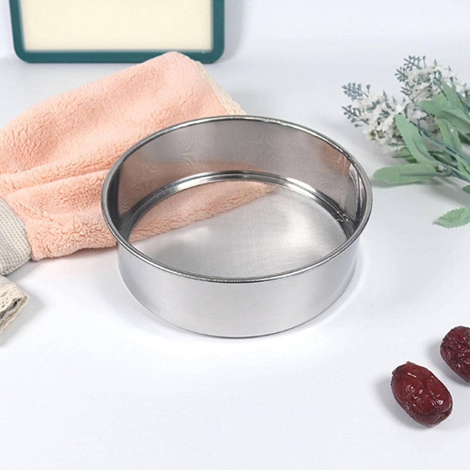 Passoire de Cuisine 1pcs en Acier Inoxydable Tamis-Tamis Outil de pâtisserie Cuisine Rond Farine de Sucre en Poudre à Tamis collander Pâtes(2pc)