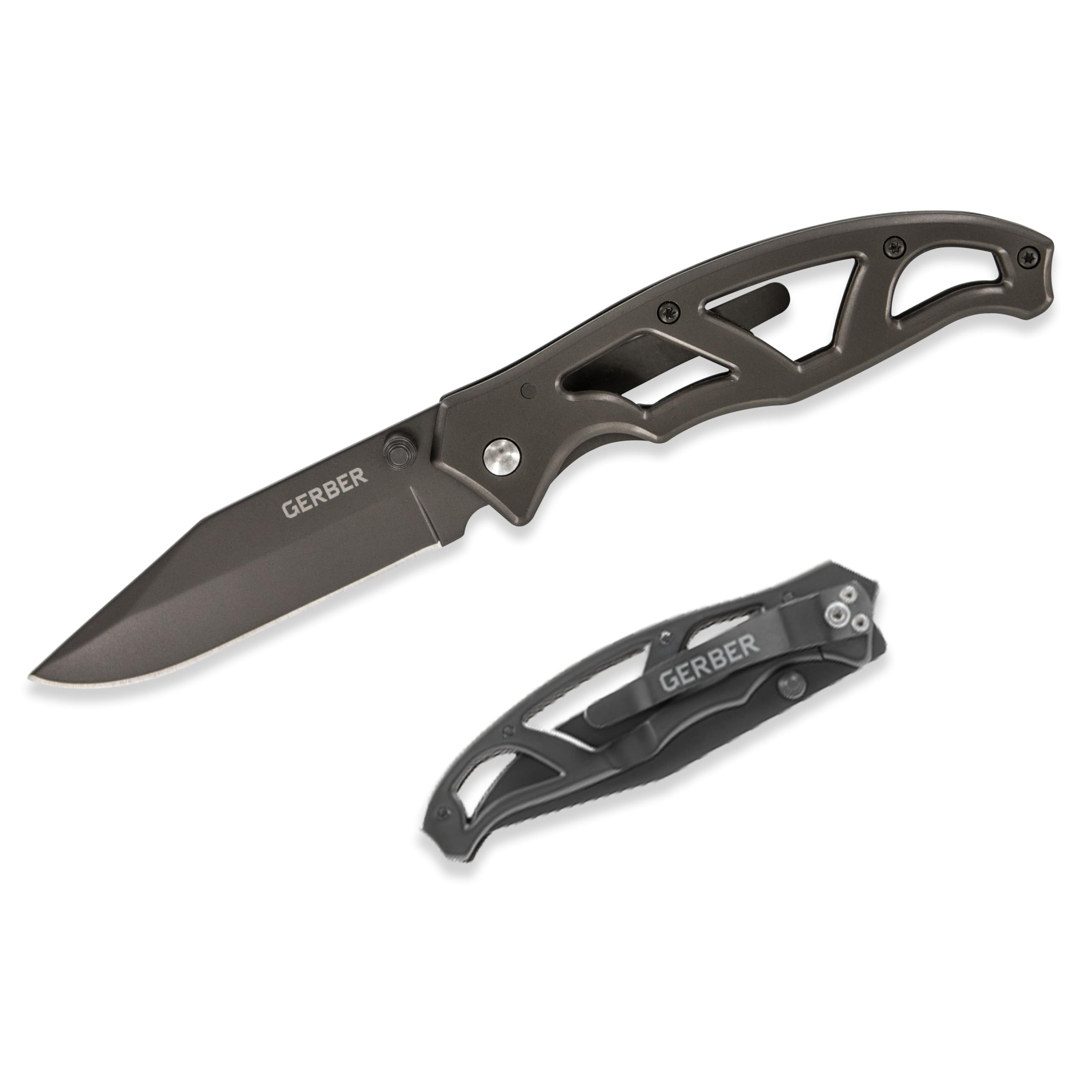 Gear Paraframe I EDC Folding Pocket Knife, 3" Fine Edge with Safety Frame Lock, Stainless Steel, Grey