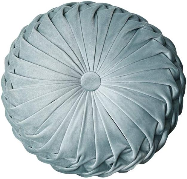 Round Filled Cushion,Velvet Cushions,Pleated Round Pillow, Scatter Cushion Home Decorative for Home Sofa Chair Bed Car Decor