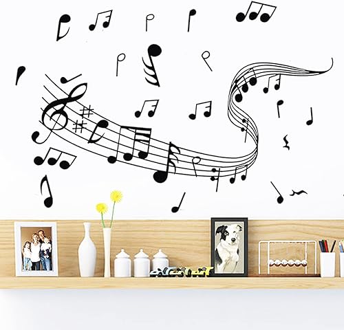 Calcomanías de pared de notas musicales, notas musicales creativas, calcomanías de pared de vinilo extraíbles para aula, estudio de música, sala de