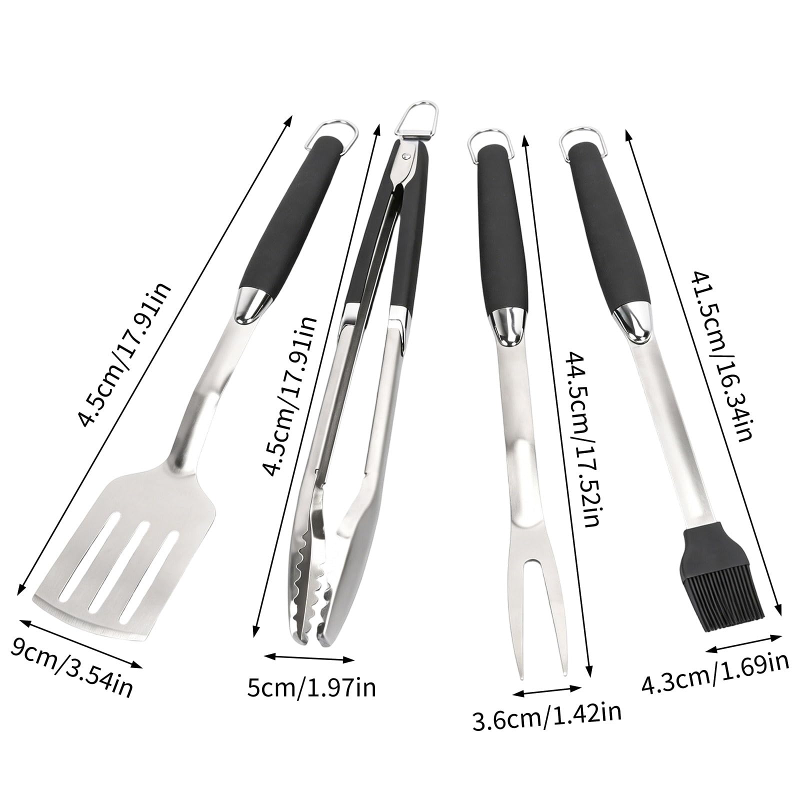 Juego de utensilios de barbacoa multiusos de acero inoxidable con mango antideslizante para reuniones familiares, equipo ergonómico de barbacoa