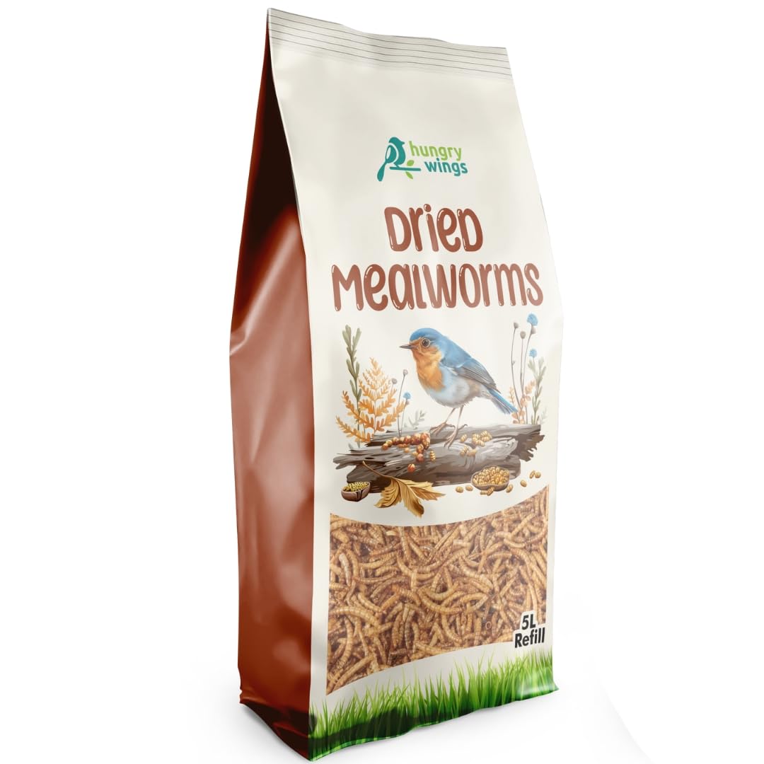 Premium Wild Bird Food 5L Refill, (5L Bag, Dried Mealworms)