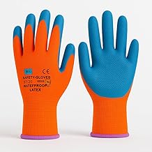24 Pairs Orange and Blue Rubber Palm Coated Orange Liner Worker Gloves Builders Gardening Grip Gloves Size (Medium to Large 9)