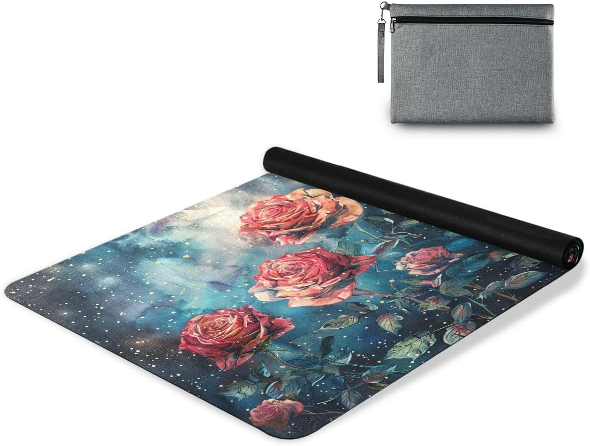 ALAZA Rose Flowers Stylization Watercolor Space Yoga Mat Non Slip Fitness Exercise Mat, Workout Mat for Yoga, Pilates and Floor Exercises