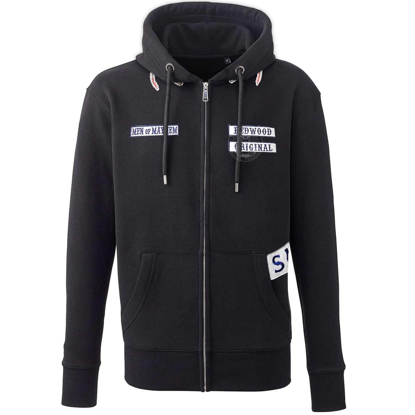 Sons of Anarchist SOA Samcro Zip Style Hoodie Screen Accurate Patches!! Redwood Original Jax Teller (3XL) Black