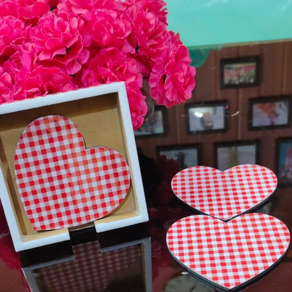 TrendyTrolley Set of 4 Heart Shape Tea Coasters | Love Design Cute Coffee & Tea Coaster Set | Home Decor & Gift for Him/Her | Decorative Home Decor Set 3