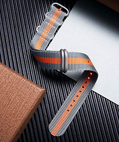 Image of BINLUN Premium Ballistic Nylon Watch Strap, Heavy Duty 5-Ring Replacement Watch Band with Stainless Steel Buckle, Comfortable Sport Band for Men Women, Fits 18-24mm