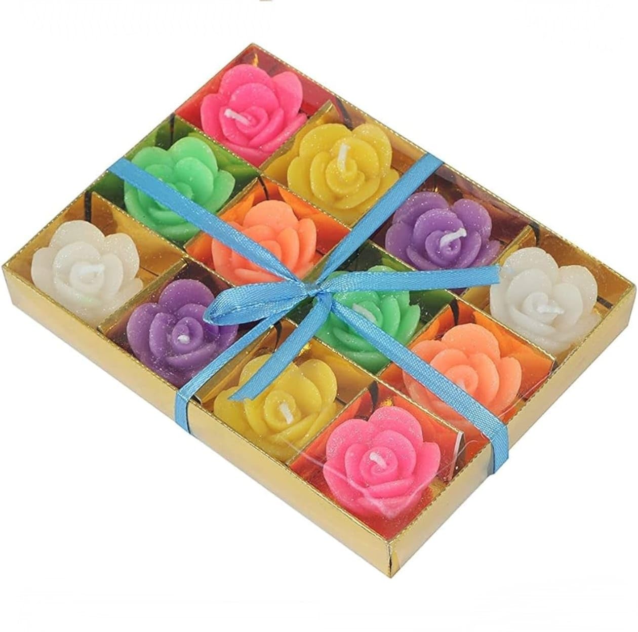 Nehuu Creation Blossom Glow Candle Floral Flame Petal Light Blooming Essence Rose Radiance Lily Daisy Dream Tulip Flower Bloom Garden Serenity Lavender Sunflower Spark Orchid | Pack of 12 |