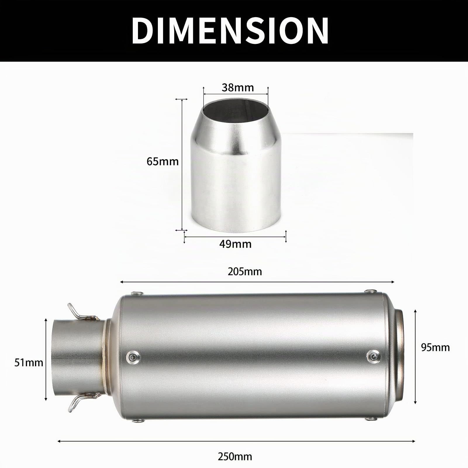 Shkalacar Universel Silencieux d'échappement de Queue de Tuyau d'échappement de Moto de 38-51mm adapté pour des Motos ATV