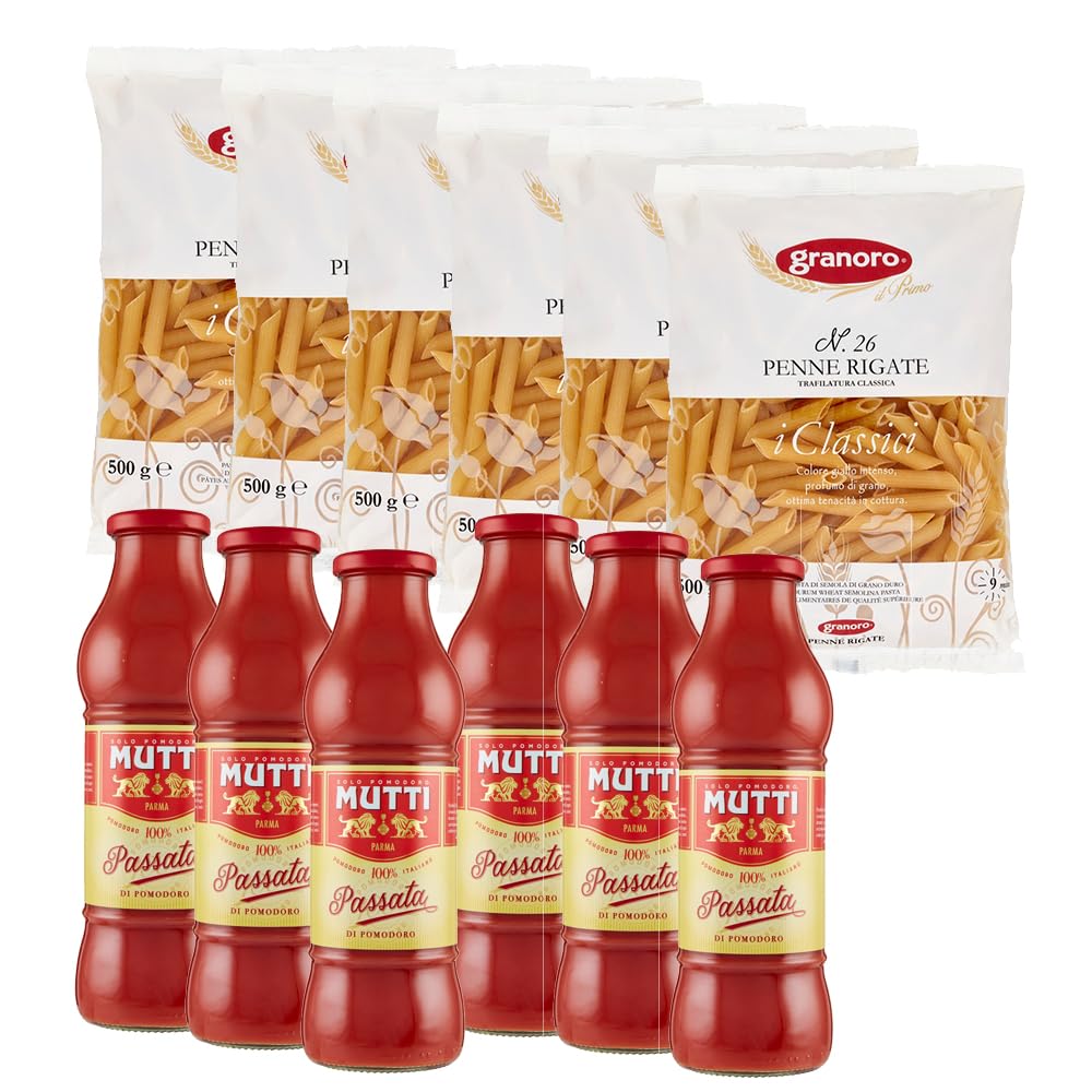 6 penne rigate Granoro Gr 500 + 6 Passata di pomodoro Mutti gr 700 | Box OFFERTA SPECIALE