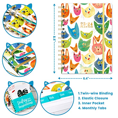 Planner 2023-2024 - Jul.2023 - Jun.2024, 2023-2024 Planner, Academic Planner 2023-2024, 2023-2024 Planner Weekly & Monthly With Tabs, 6.4" X 8.5", Hardcover + Back Pocket + Twin-Wire Binding, Daily Organizer - Cat #TOP6