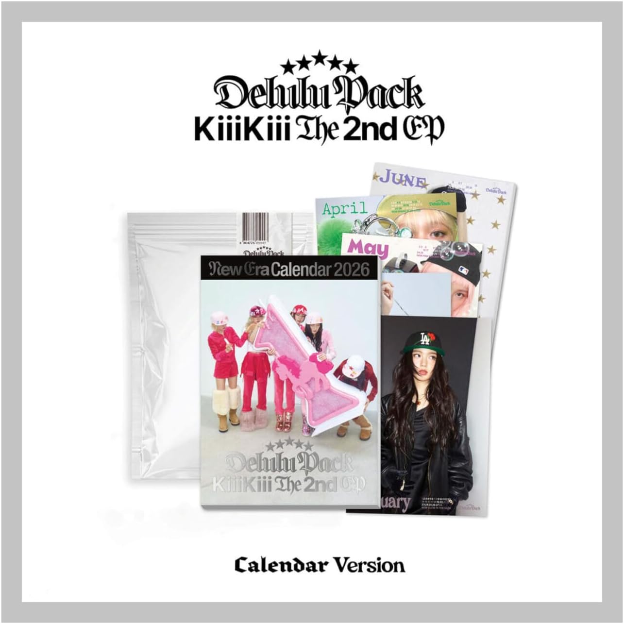 KiiiKiii Delulu Pack 2nd Mini Album with Tracking Sealed (3 Version Set:Calendar+Crystal+Headphone)