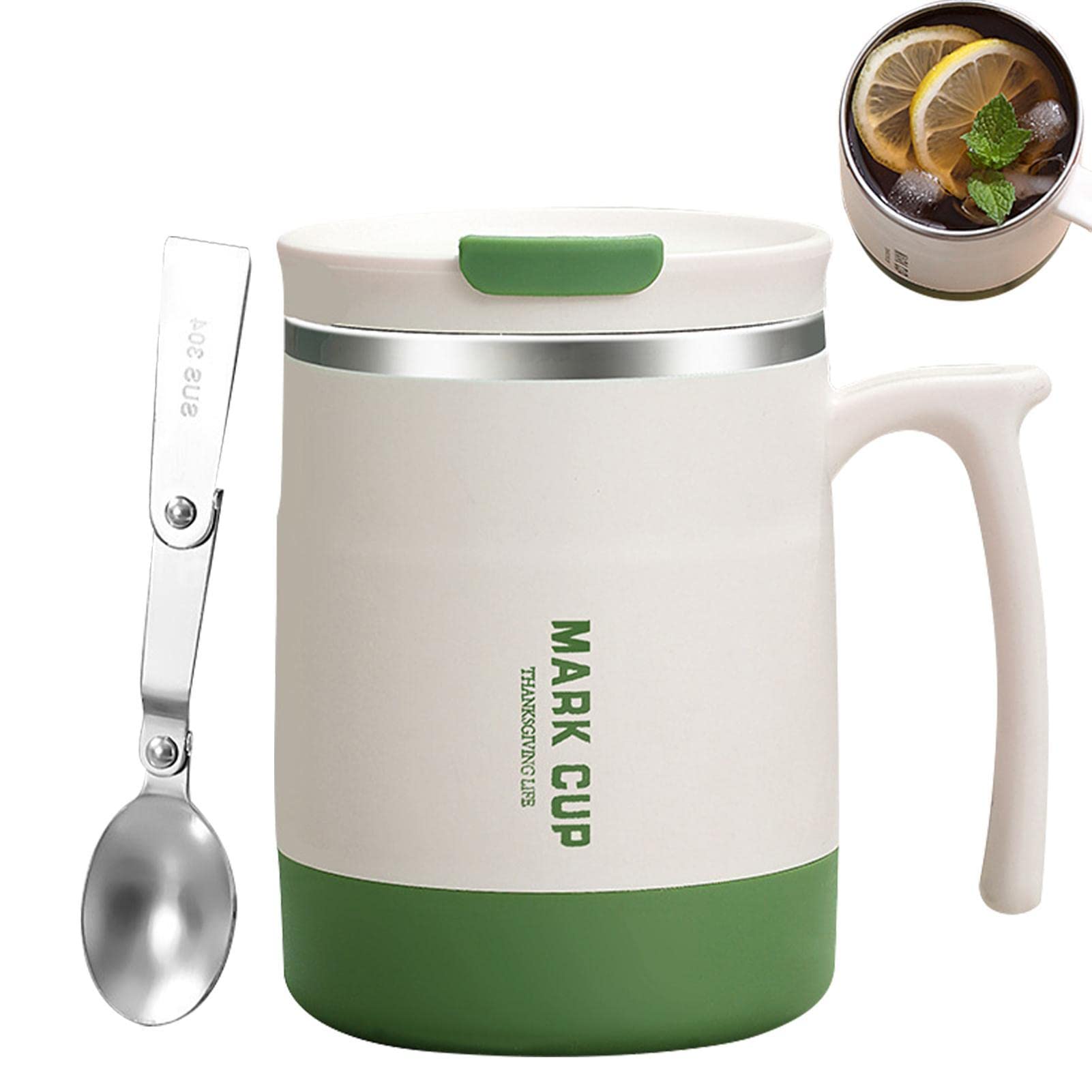 Rianpesn Thermo Coffee Mug | Coffee Mug Insulated Spill Proof Mug with Leakproof Lid Spoon | 17 OZ Insulated Travel Coffee Mug Coffee for Cup for
