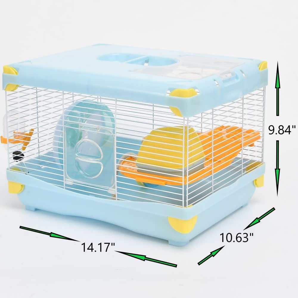 Cage à hamster pour petits animaux 2 couches transparente avec plateau spacieux, facile à nettoyer, respirante, facile à nettoyer. Dimensions : 36 x 26 x 25 cm (l x L x H). Convient pour les petits