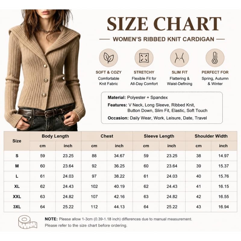 Cardigan Da Donna A Coste Con Scollo A V Vestibilità Slim Abbottonatura Frontale Maglia Elasticizzata Elegante Maglione Corto A Maniche Lunghe Giacca Morbida E Comoda Capospalla Per Ufficio Lavoro